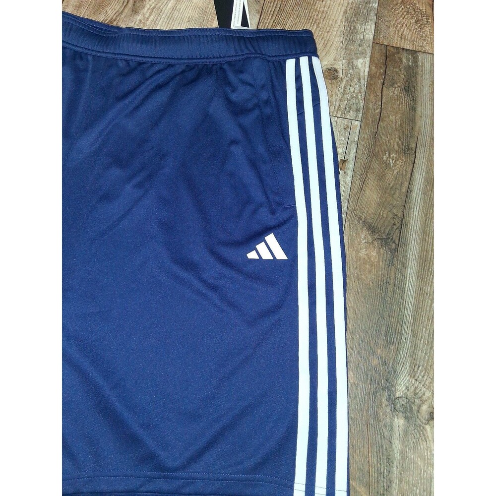 NEW! Men's Adidas Train Essentials Piquè 3-Stripes Training Shorts, Blue 2XL - Picture 3 of 8